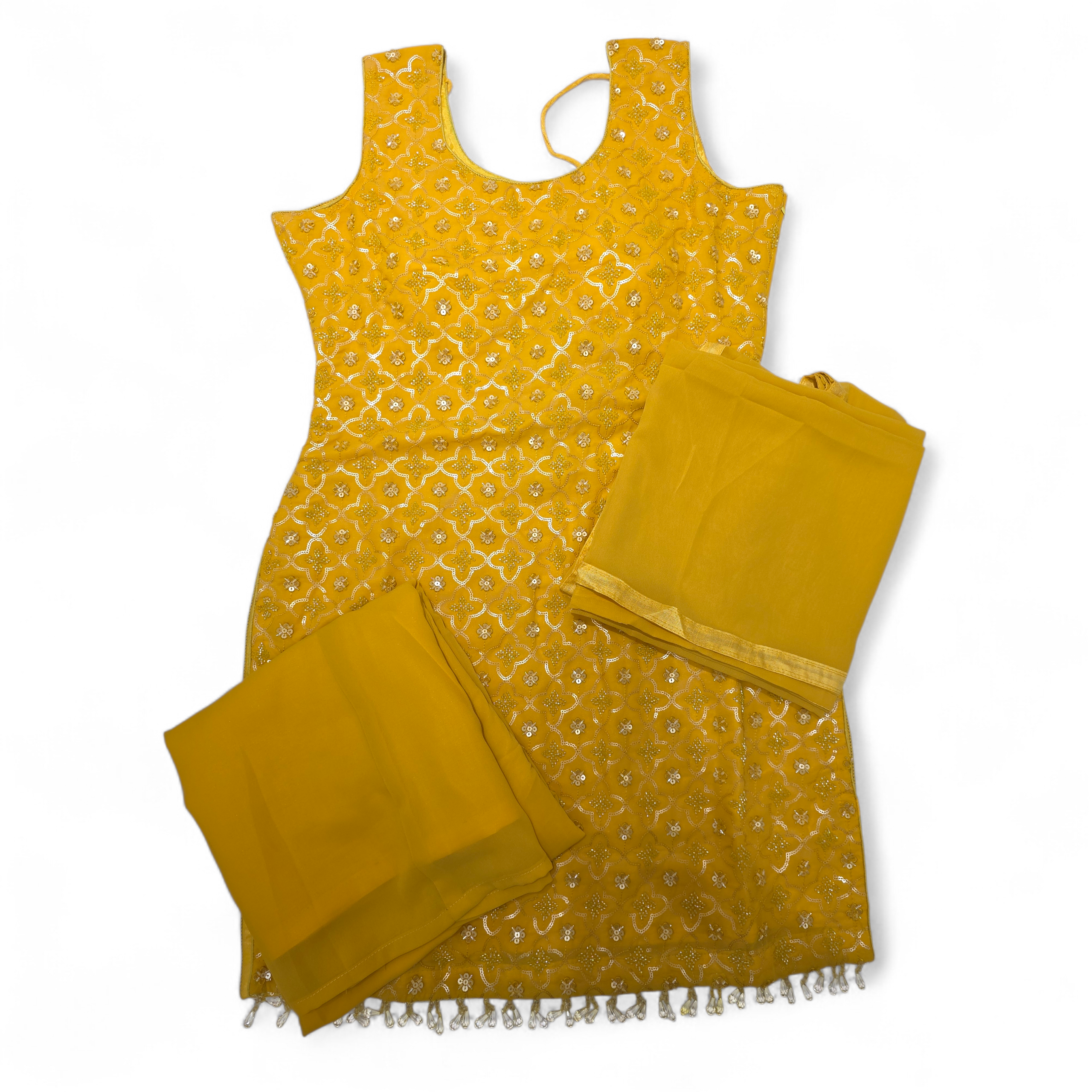 rust-orange color sharara suit